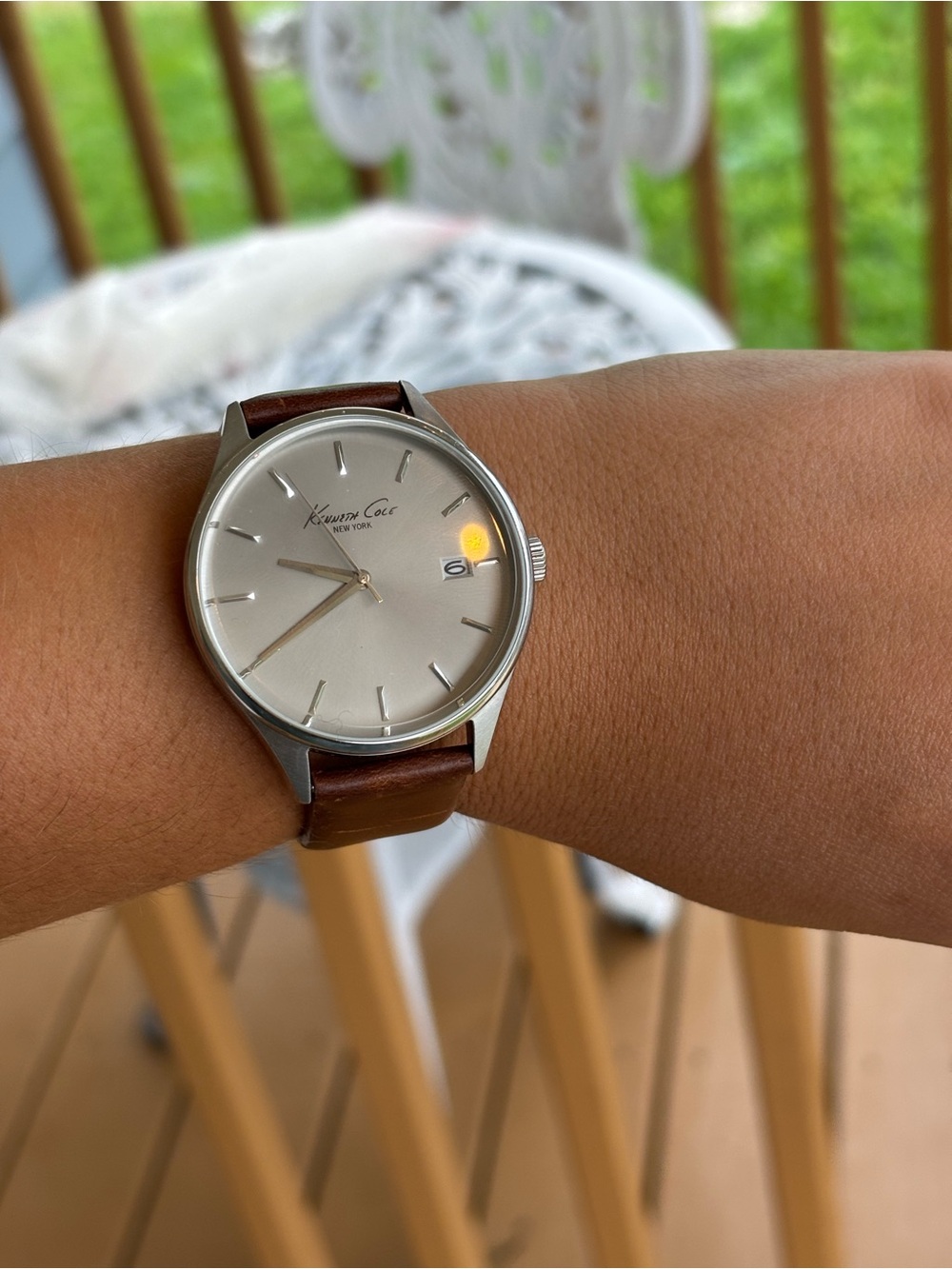 Kenneth Cole Classic Silver Dial Brown Leather Watch